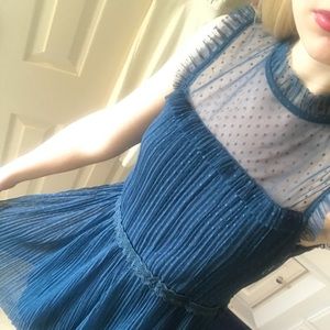 Blue polka-dot lace dress